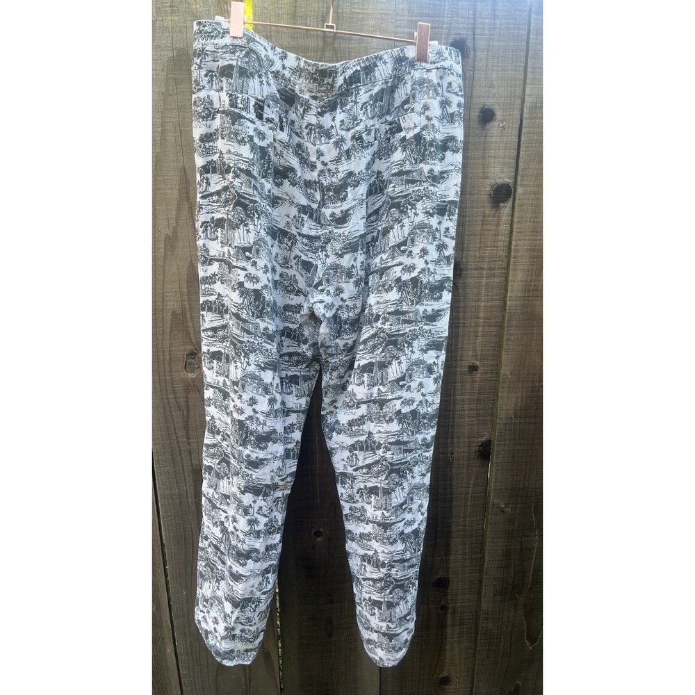 Marine Layer Womens Allison Pants Black Tropical Toile Print Elastic Waist Sz Lg